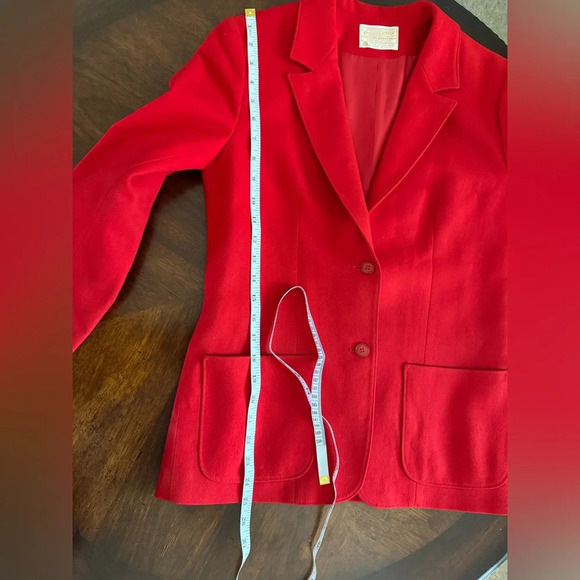 Pendleton Women’s Vintage Pure Virgin Wool Christmas Red Blazer Jacket Size 8 - Picture 7 of 13